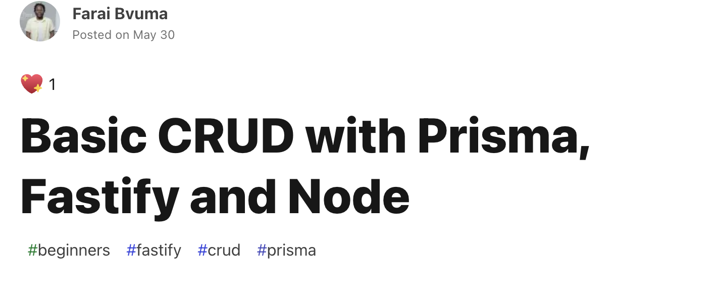 Basic CRUD with Prisma, Fastify and Node