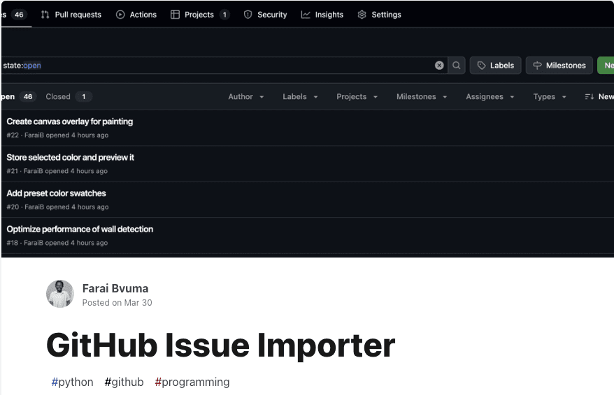 GitHub Issue Importer