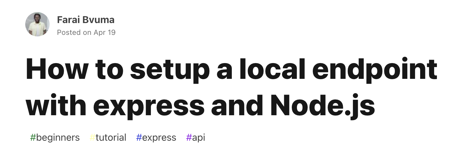 How to setup a local endpoint with express and Node.js
